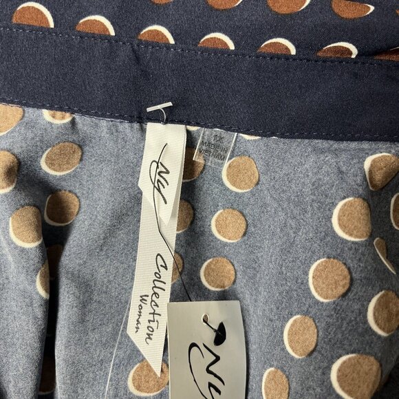 Ny Collection Women's 1X Size 3/4 Roll Tab Sleeve Shirtdress, Navy, NWT - Picture 6 of 8